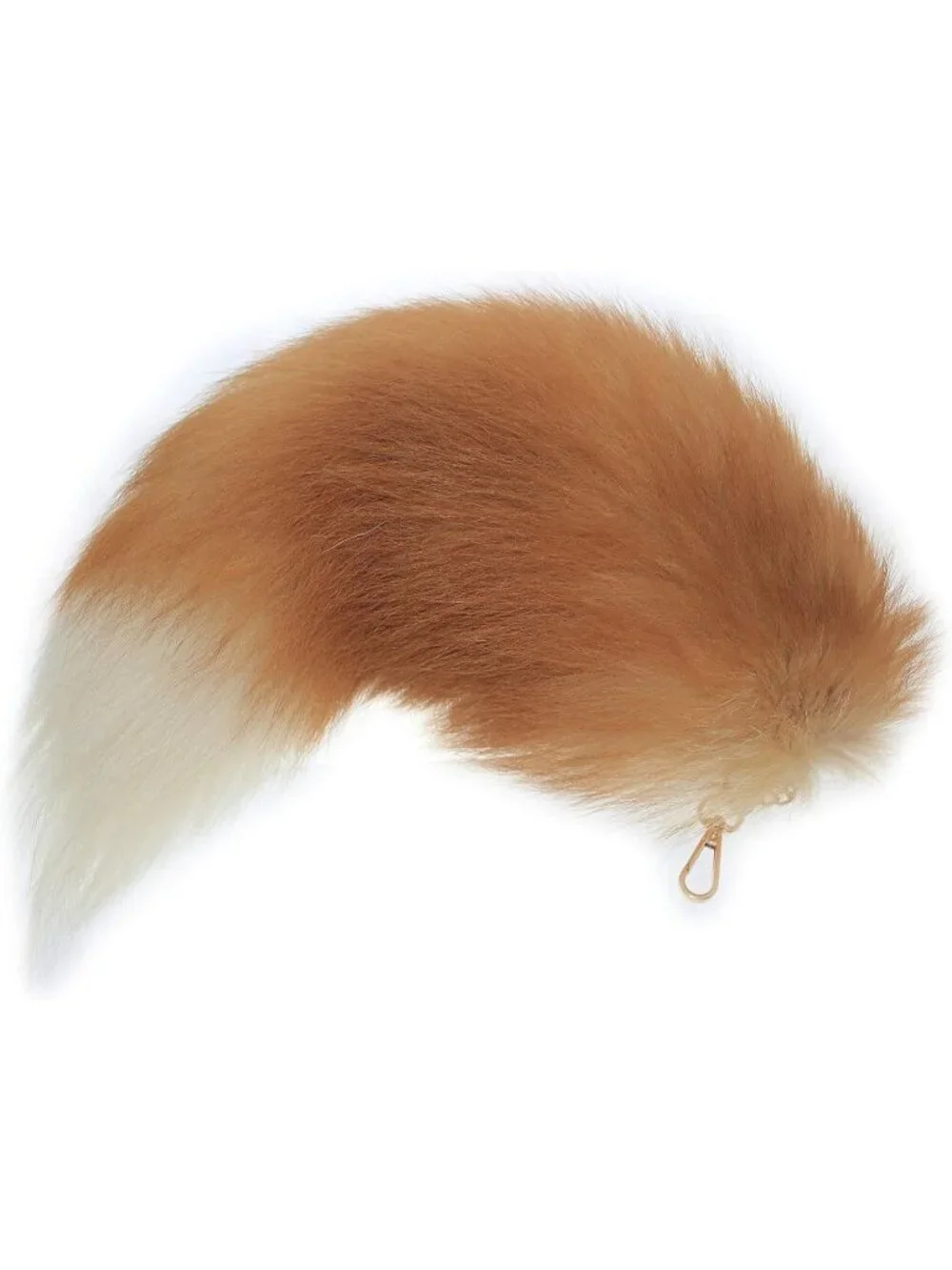Women's Golden Real Fox Tail Fur Toy Keychain Clasp Fashion Charm Cosplay